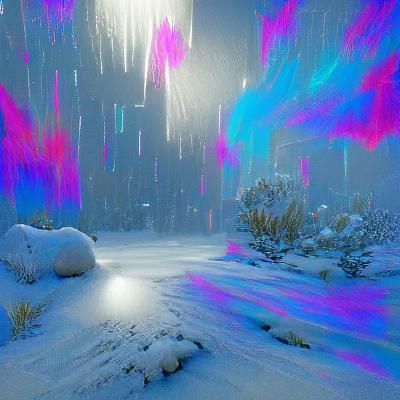 Neon Blizzard in Space: Holographic 3D Art