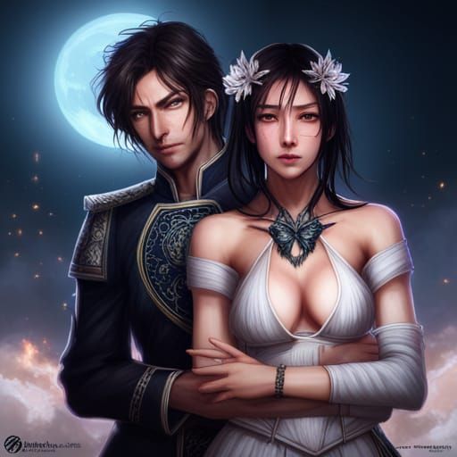 Rukia and Mugetsu Portrait with Moon and Lightning