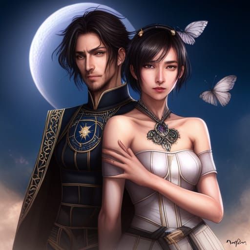Rukia & Mugetsu Portrait with Moon and Lightning