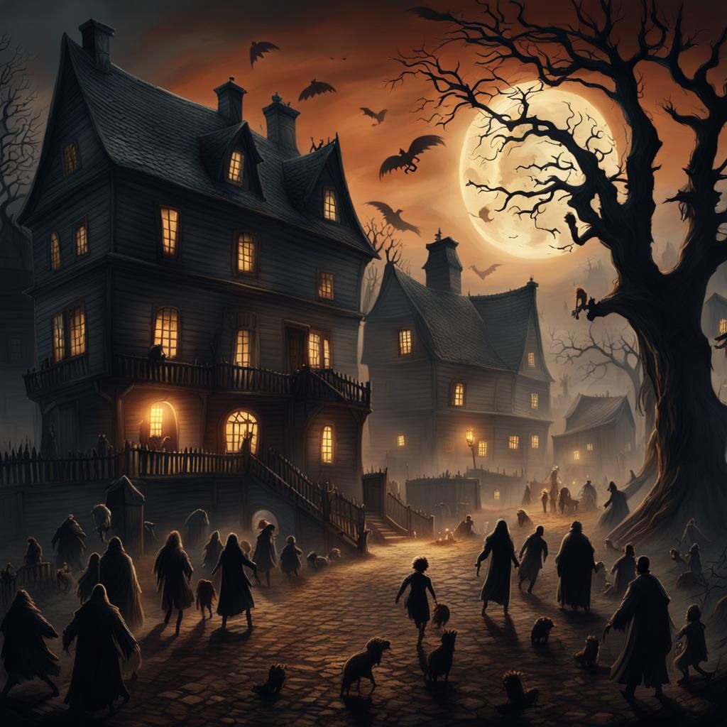 Haunting Nightmarish Village with Undead and Creatures