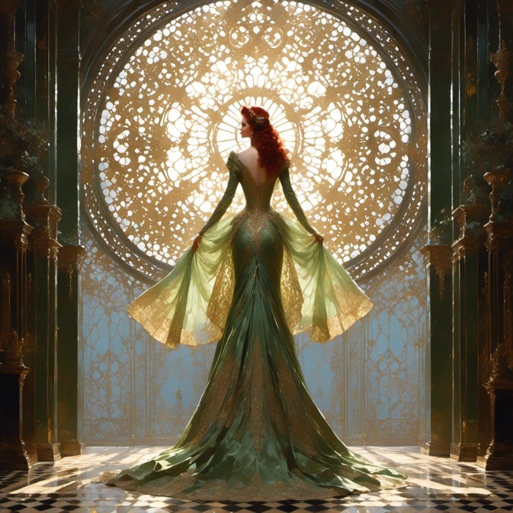 Victorian Fantasy Princess in Brocade Gown