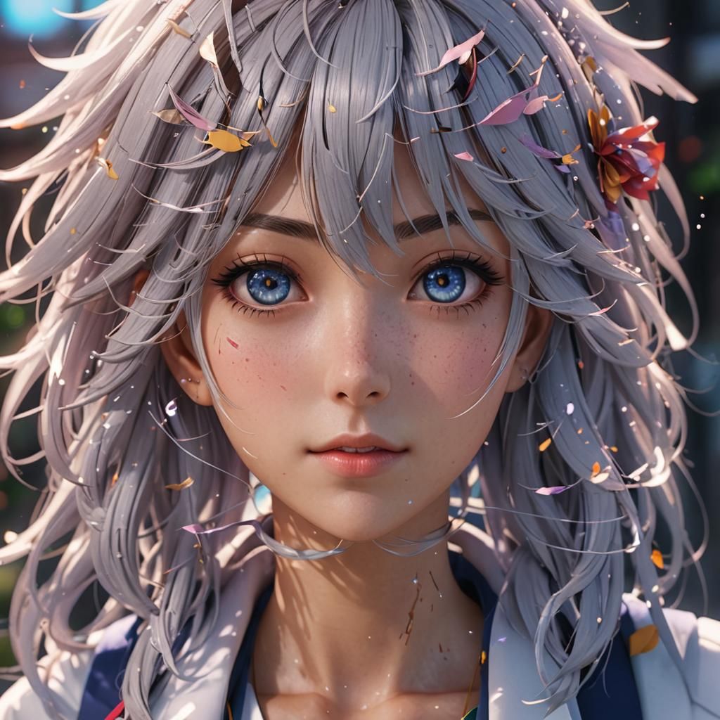 Realistic Anime School Girl in Detailed Matte Painting