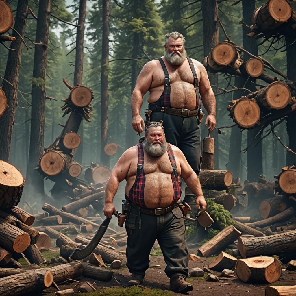 Hyperrealistic Lumberjack: Detailed Digital Matte Painting