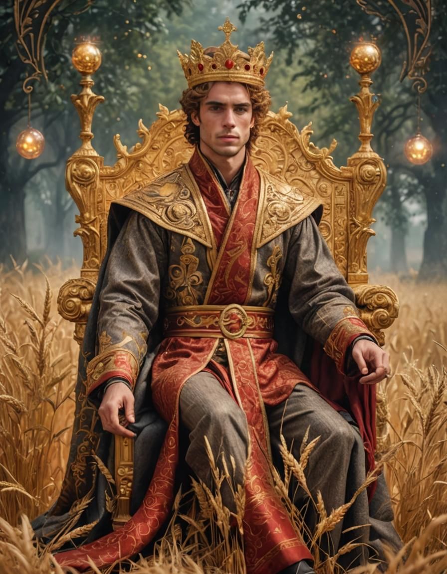 Fertility God on Wheat Throne: Hyperdetailed Digital Paintin...