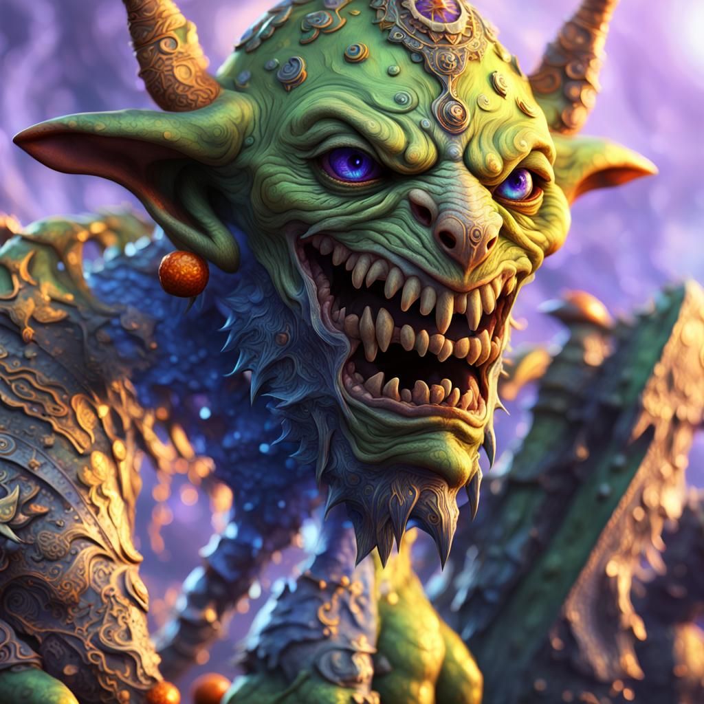 Detailed 3D Goblin Concept Art in High Fantasy Style