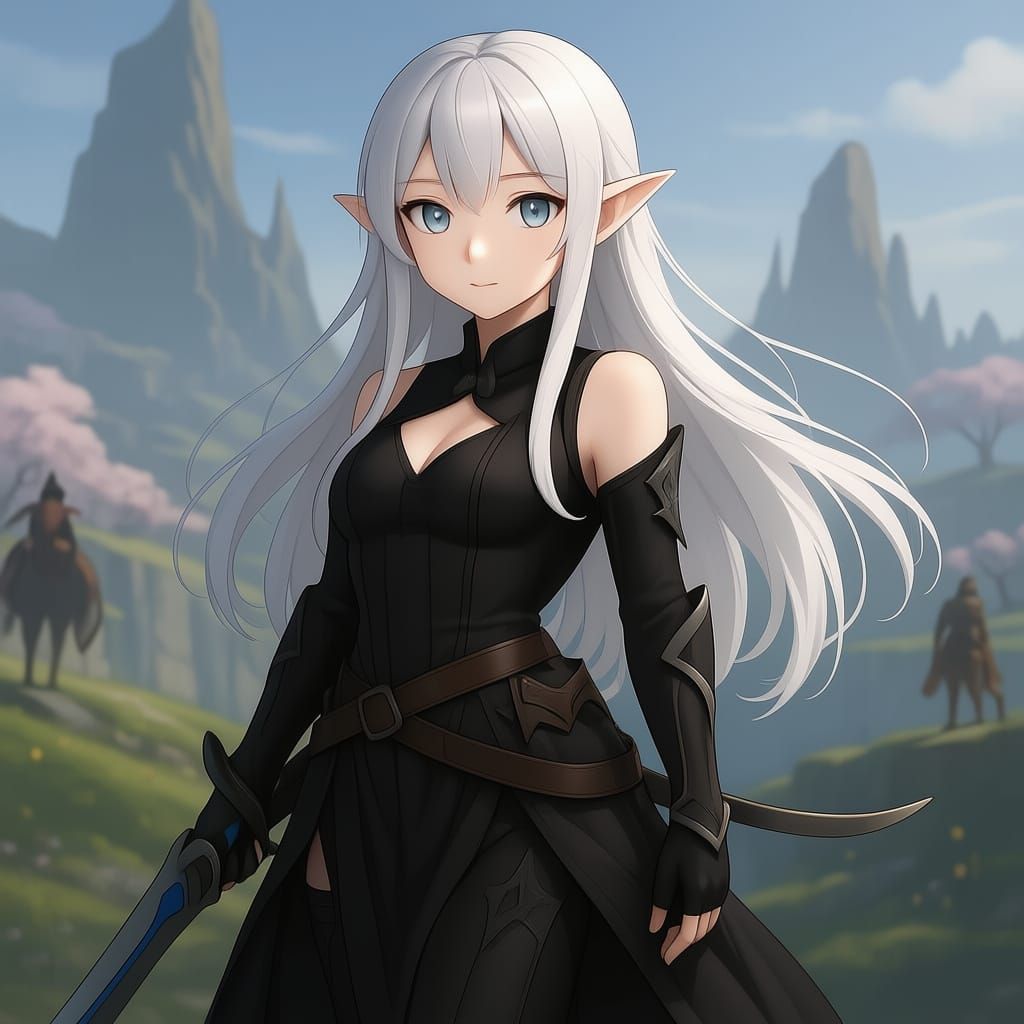Lithe Changeling Rogue with White Hair and Silver Eyes