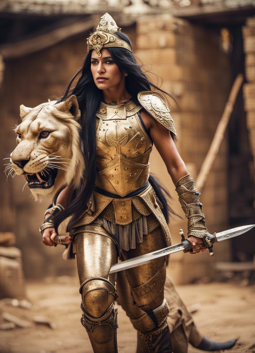 Warrior Princess on Sabertooth Cat