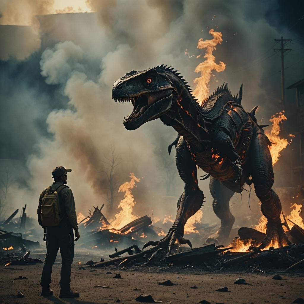 Dramatic Fire in Cinematic Film Still