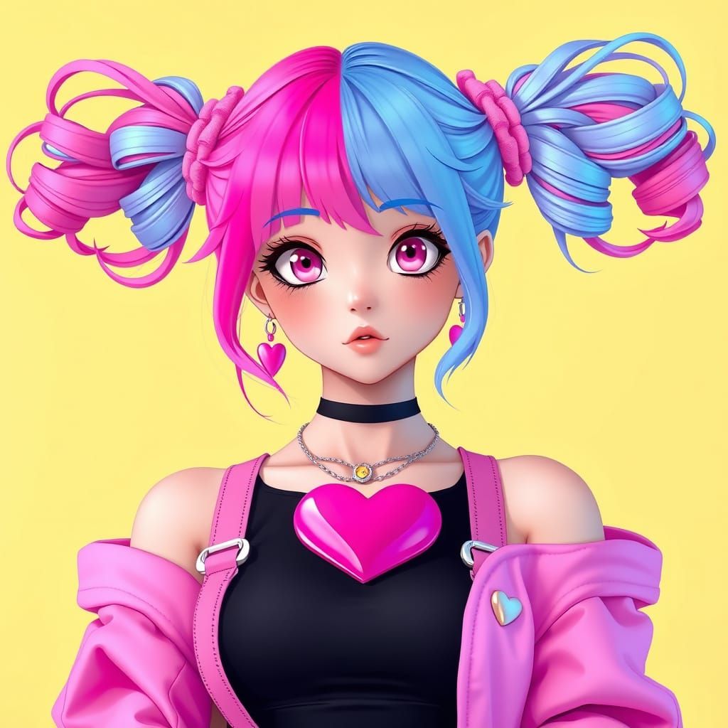 Kawaii Anime Pop Idol in Pastel Colors