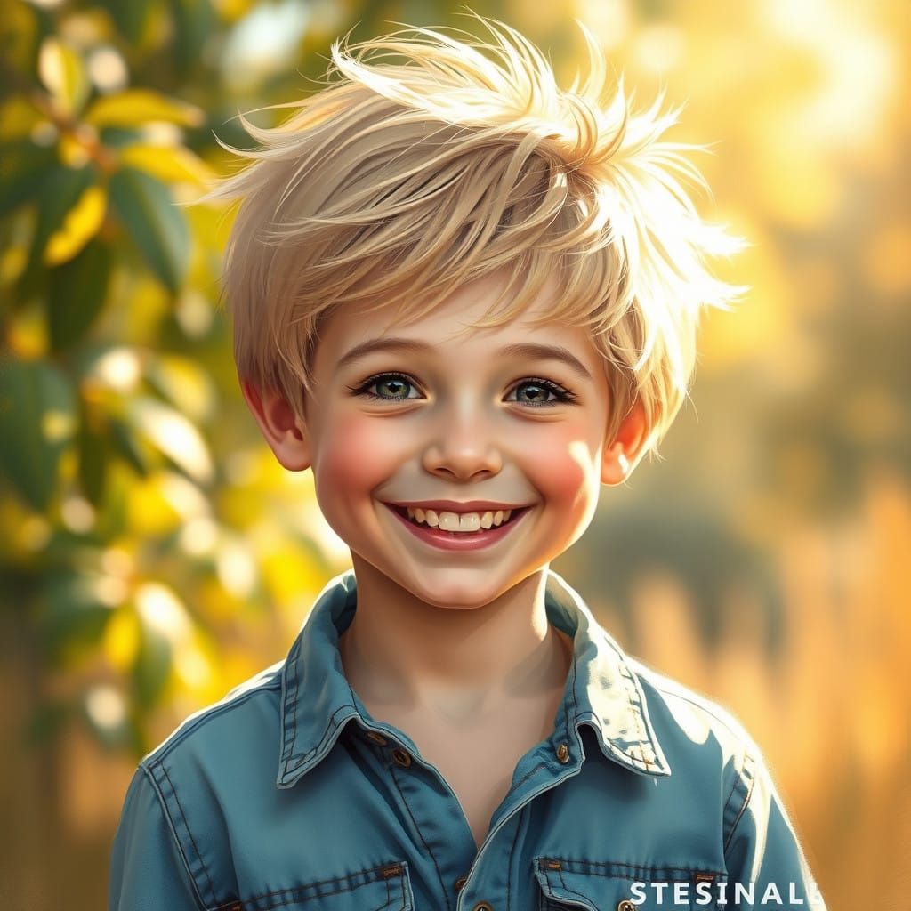 Sunny Boy with Sun-Kissed Locks and a Bright Smile