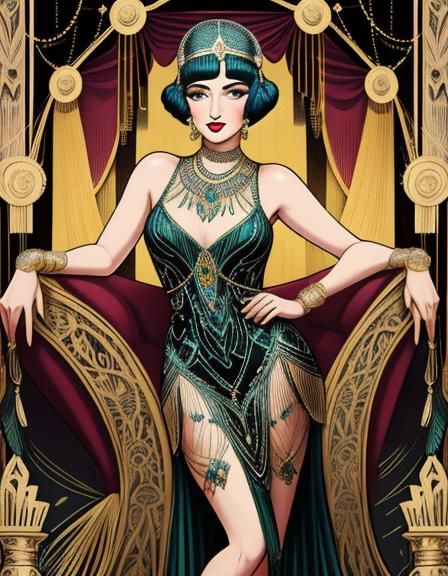 Art Deco Burlesque Woman in 1920s Style