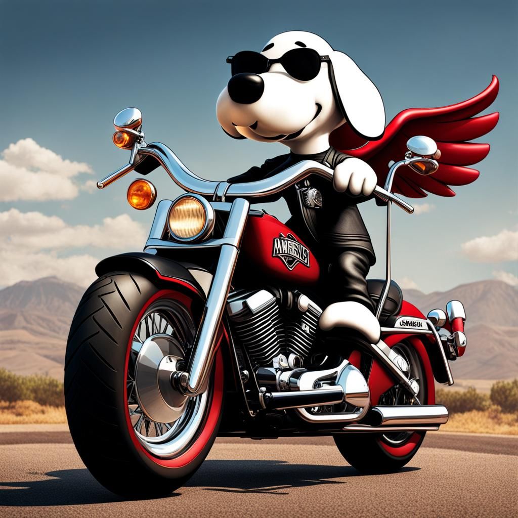 Snoopy as Hells Angel Biker Cartoon