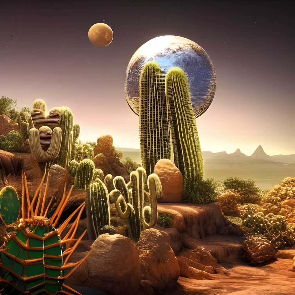 Sci-Fi Desert Oasis with Stars in Digital Art