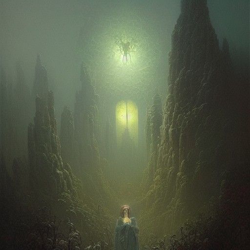 Sinister Evil Plant Face in Ethereal Oil Painting