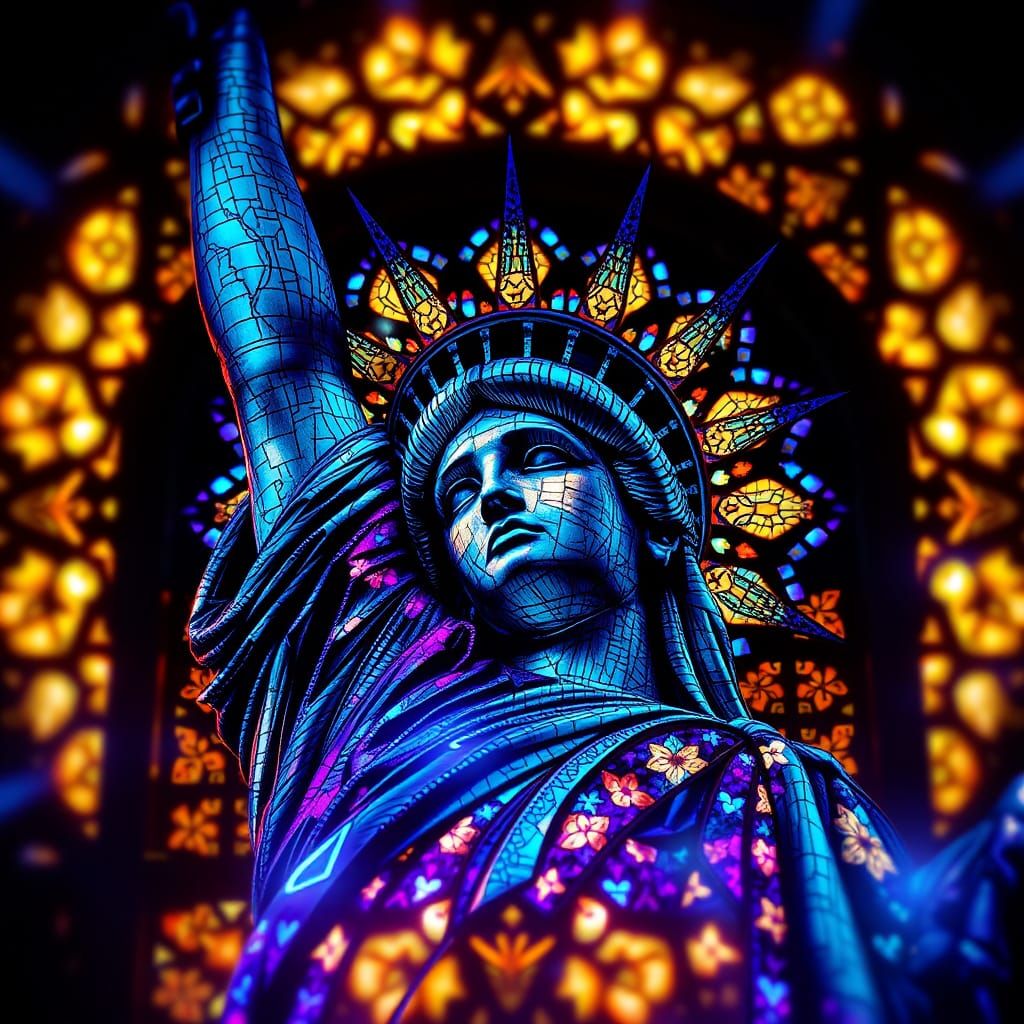 Statue of Liberty in Stained Glass Art