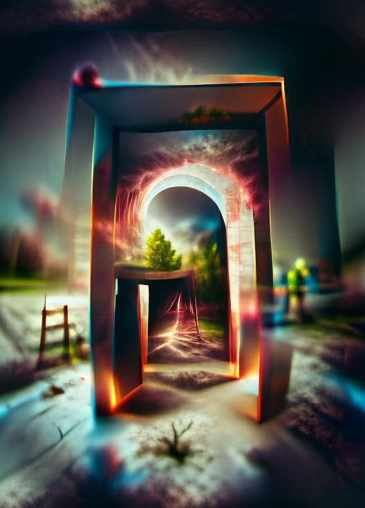 Surreal Dimension Portal with Volumetric Lighting