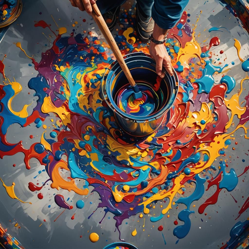 Artist Spreads Colorful Paint: Hyper-Realistic Digital Art