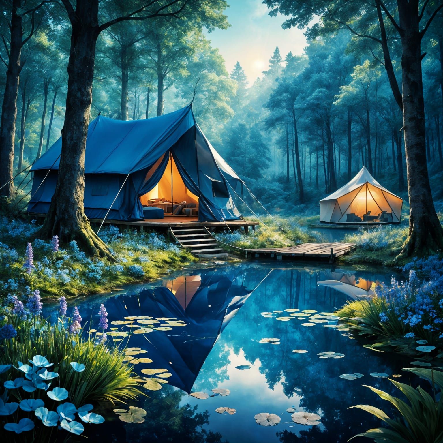 Blue Pond Sunset: A Fantasycore Masterpiece