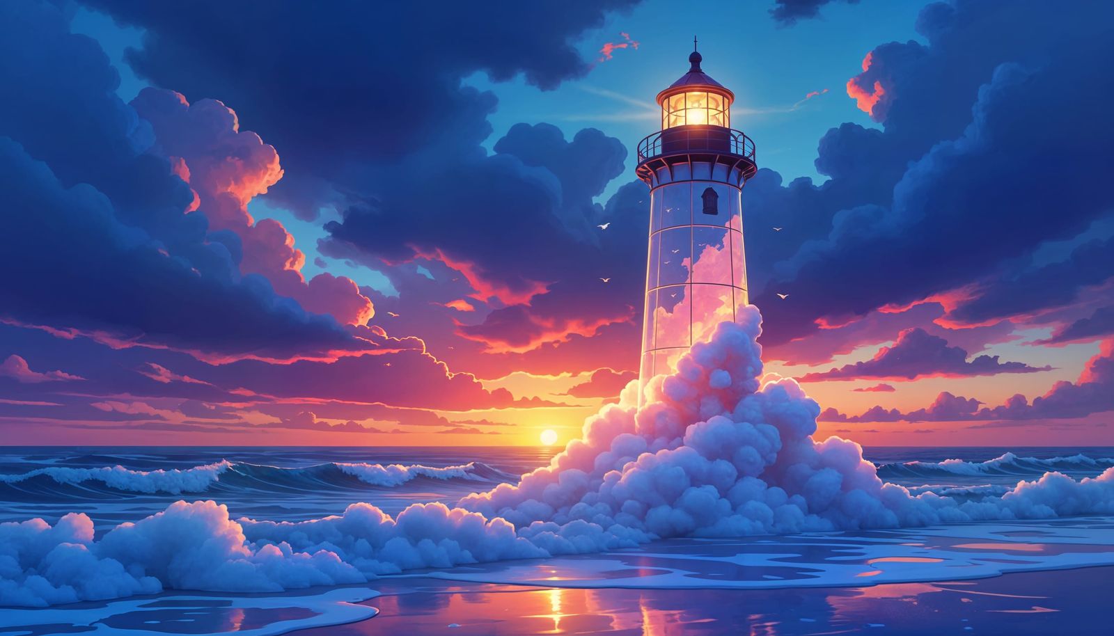 Candy Glass Lighthouse at Sunset