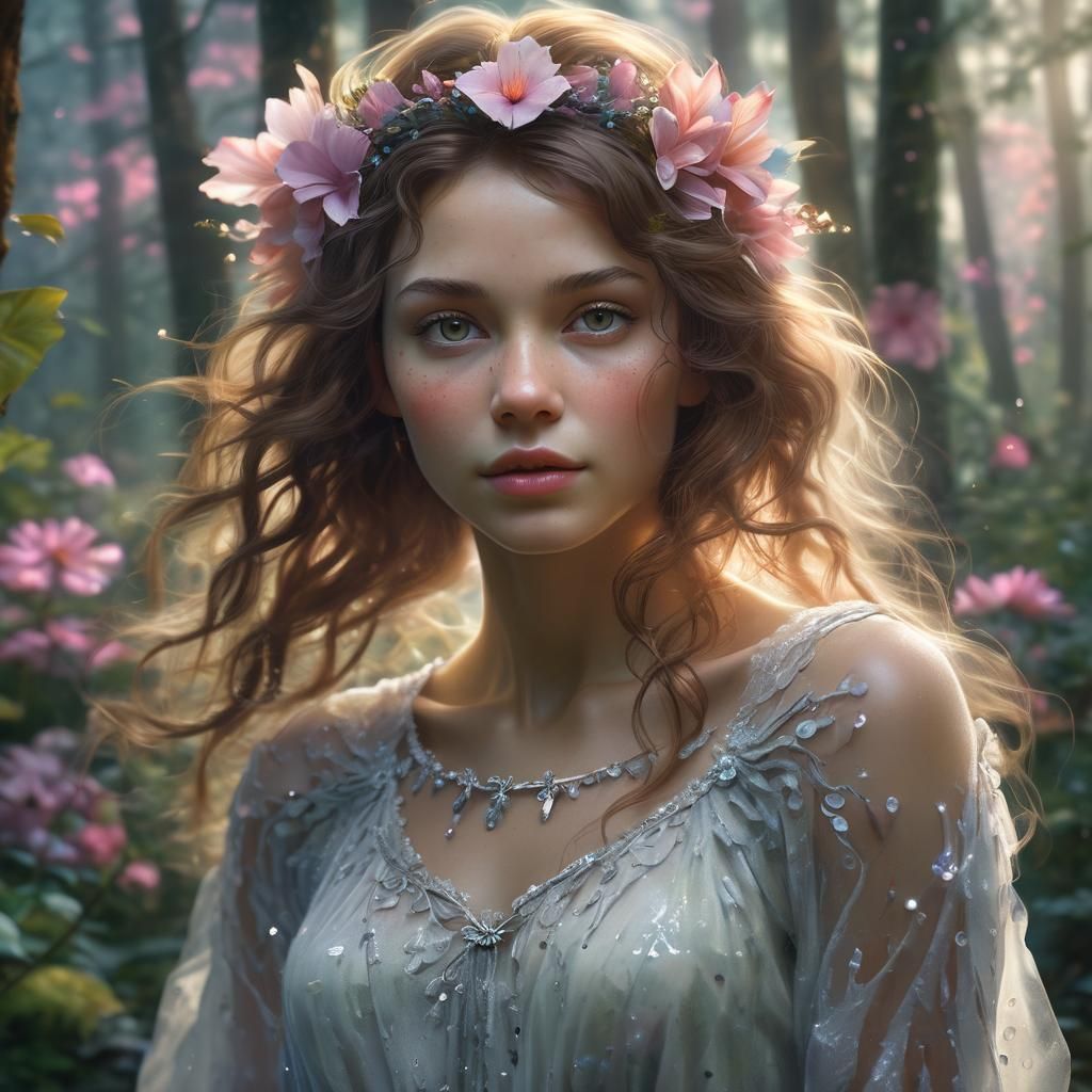 Ethereal Flower Hybrid Portrait in Soft Light