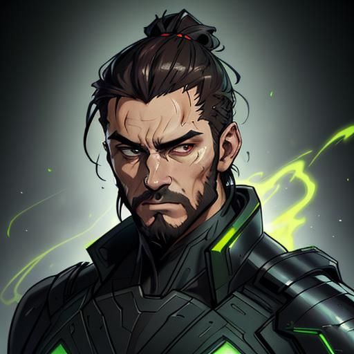 Man in Exo Suit: Artgerm, Rutkowski, Mucha Style