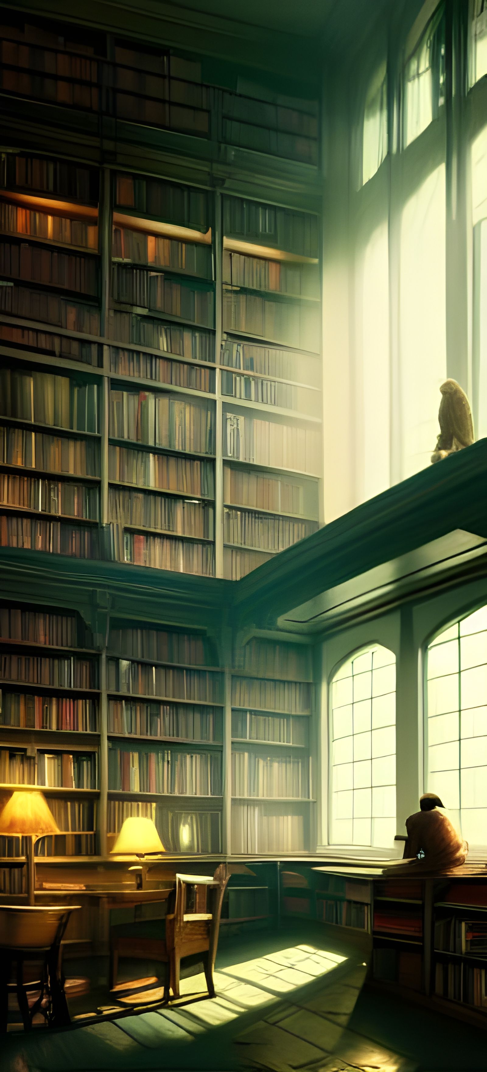 Cozy Library Interior in Hyperreal Matte Painting