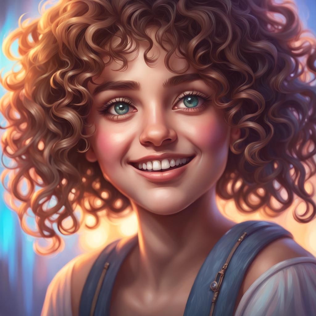 Detailed Portrait of a Smiling Teen Girl