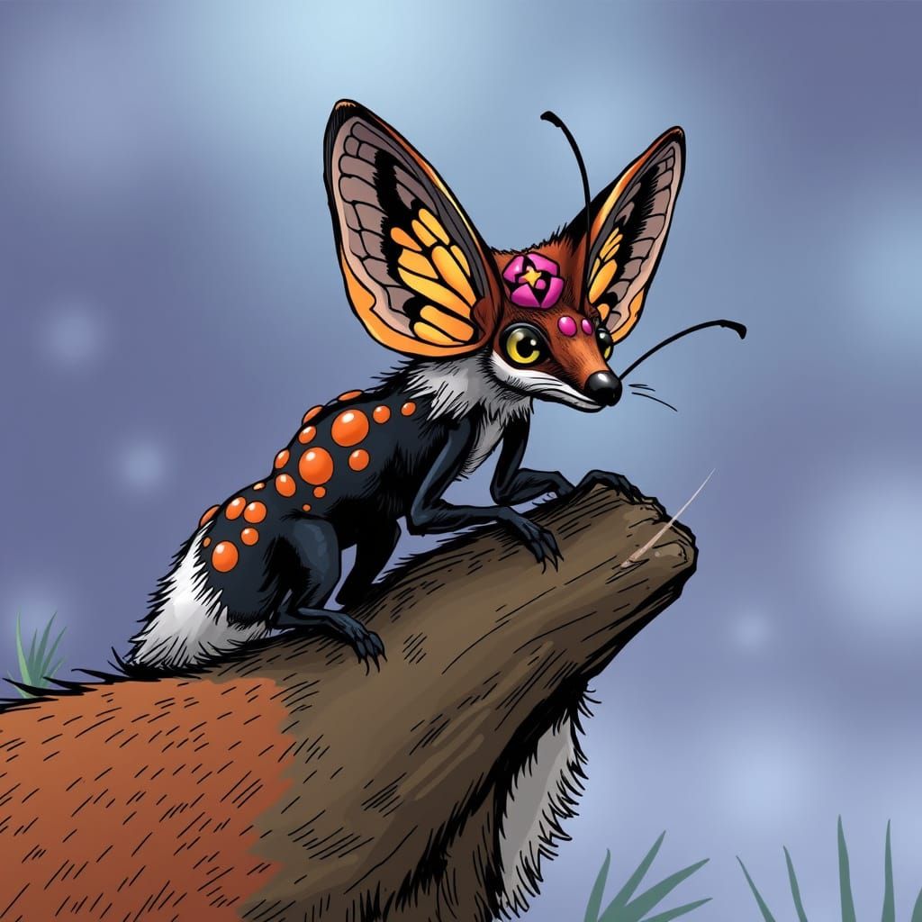 Butterfly and Fox in Comic Book Style