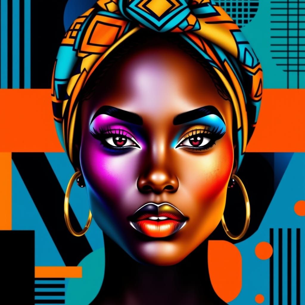 Dual Tone Portrait in Afro-Futuristic Pop Art