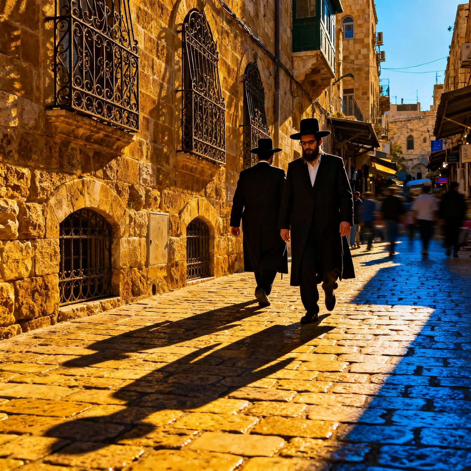 Ultra-Orthodox Men in Jerusalem's Mea Shearim: Golden Hour