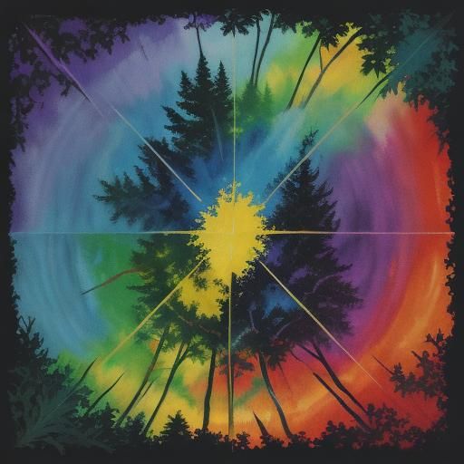 Mystical Forest: Vibrant Gouache Painting in Impressionist S...