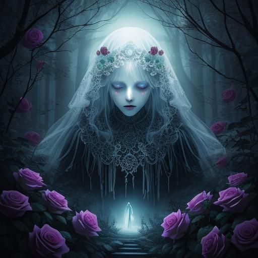 Ghost in Gothic Rose Garden: 3D Art