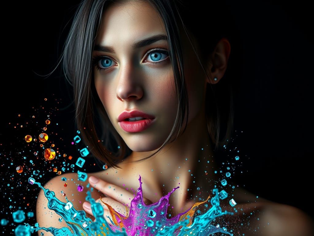 Crystalline Woman: Melancholy in a Digital Art Style