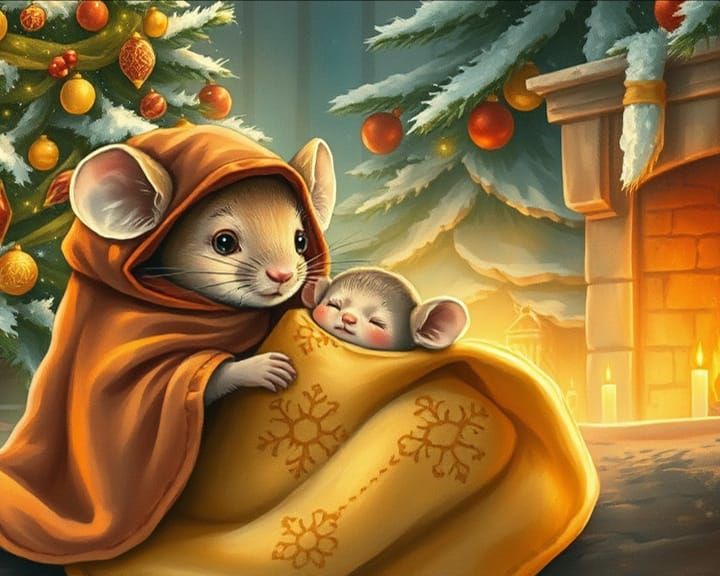 Cozy Christmas: Mother Mouse and Baby, Shepard Style