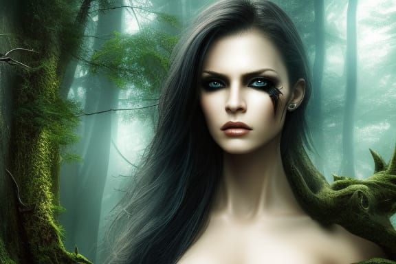 Dark Fantasy Forest Woman Portrait in 8K