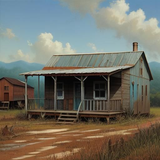 American Shack Oil Painting by James Gurney