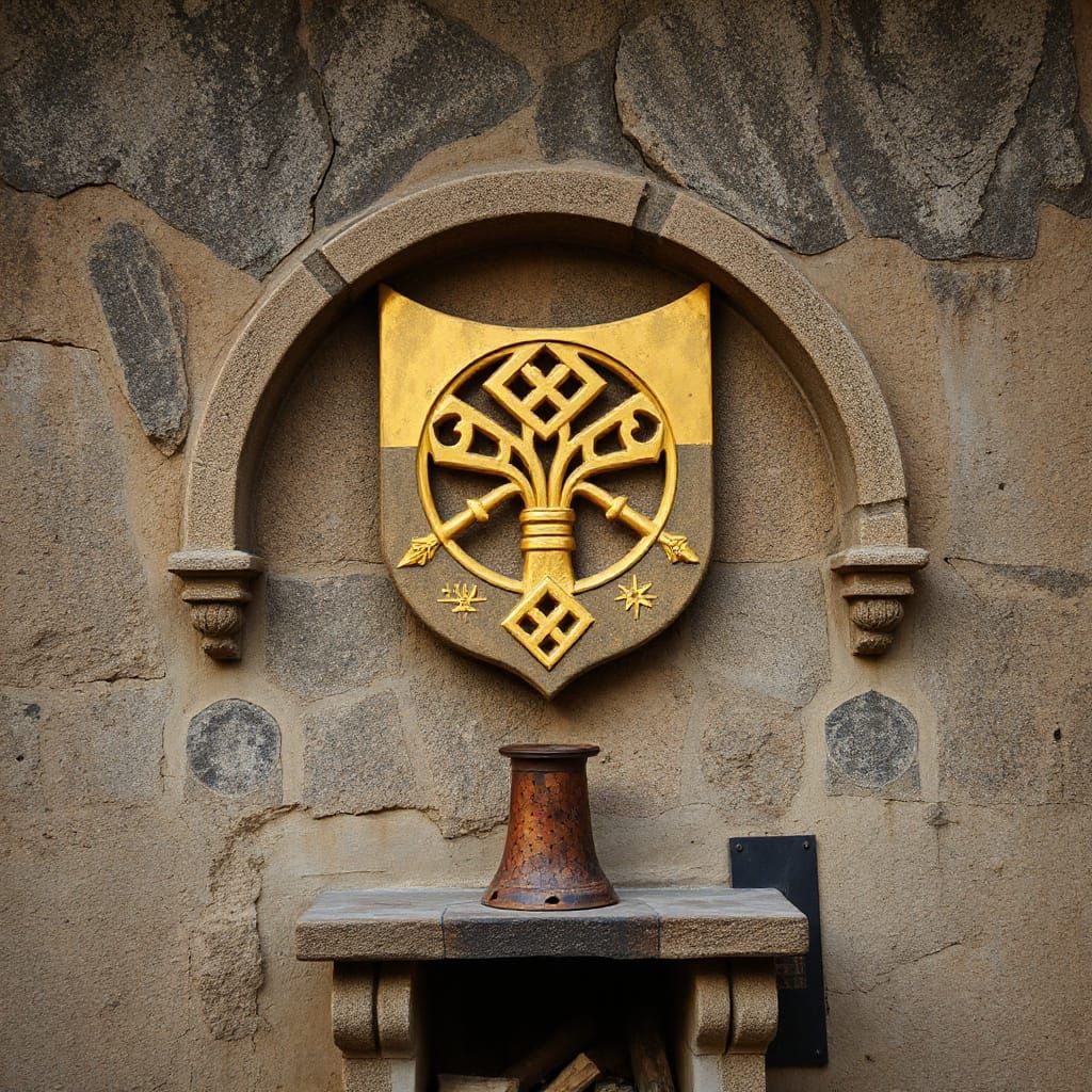 Golden Shield with Arab Sables and Cedar Tree Emblem
