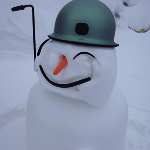 Snowman with Helmet: An AI Art Creation