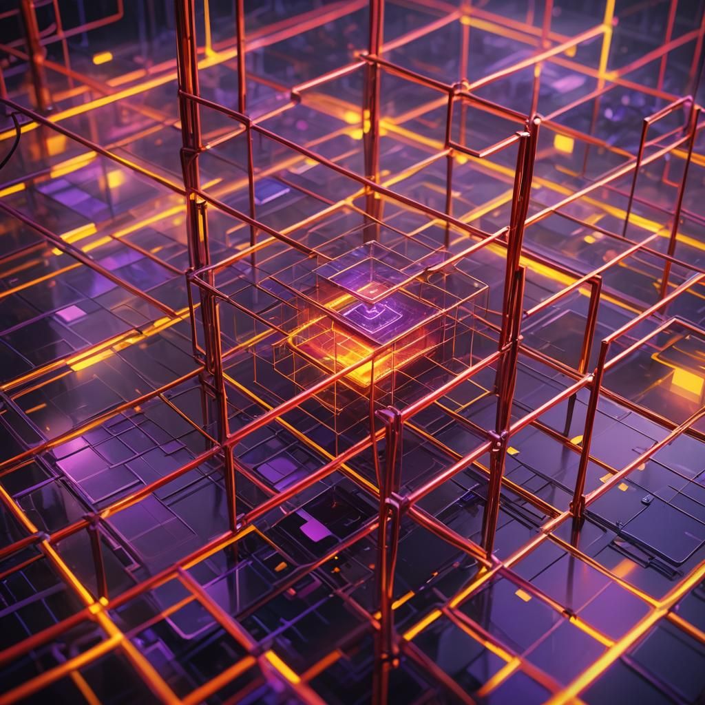 Futuristic Laboratory with Glowing Wire, Detailed Matte Pain...