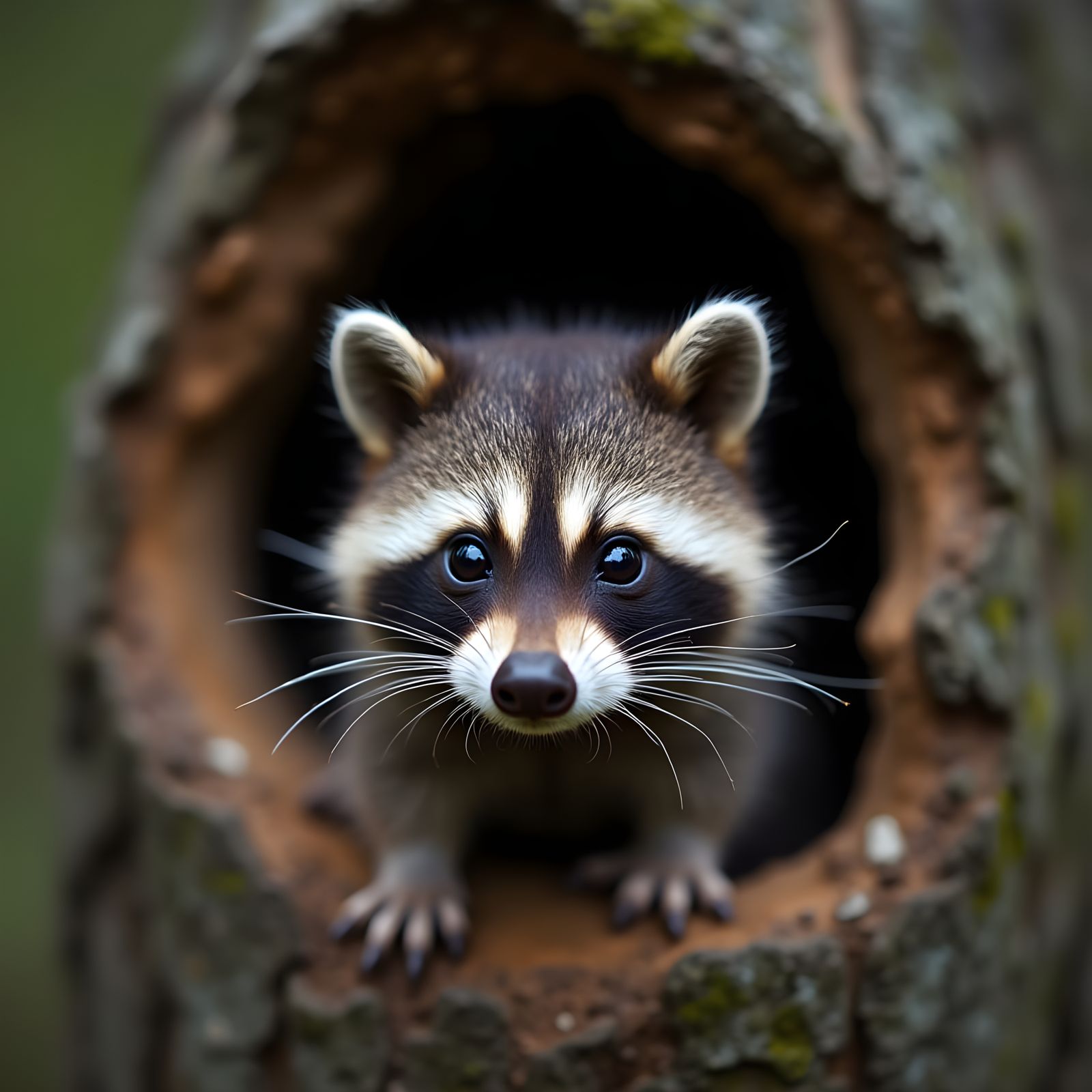 Baby Raccoon Portrait in Professional Photography Style