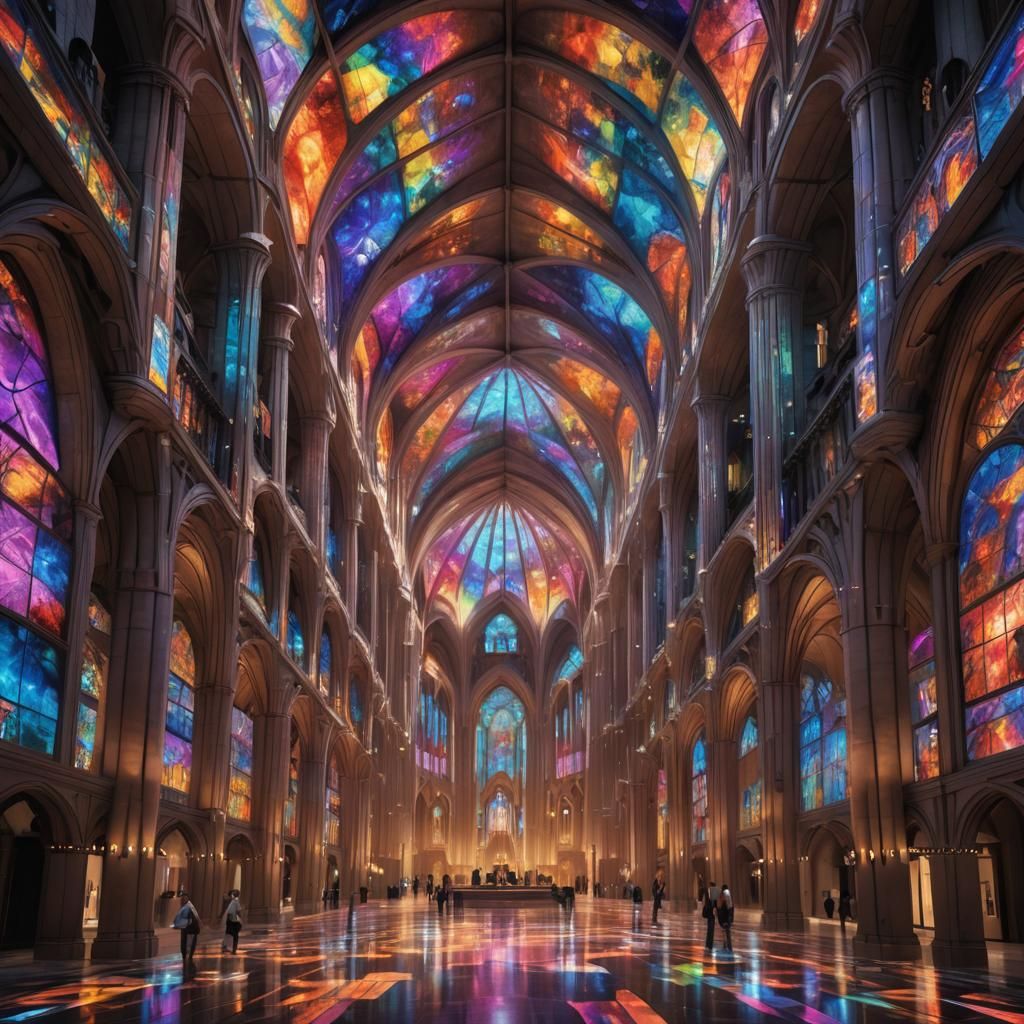 Futuristic Cityscape in Subterranean Cathedral