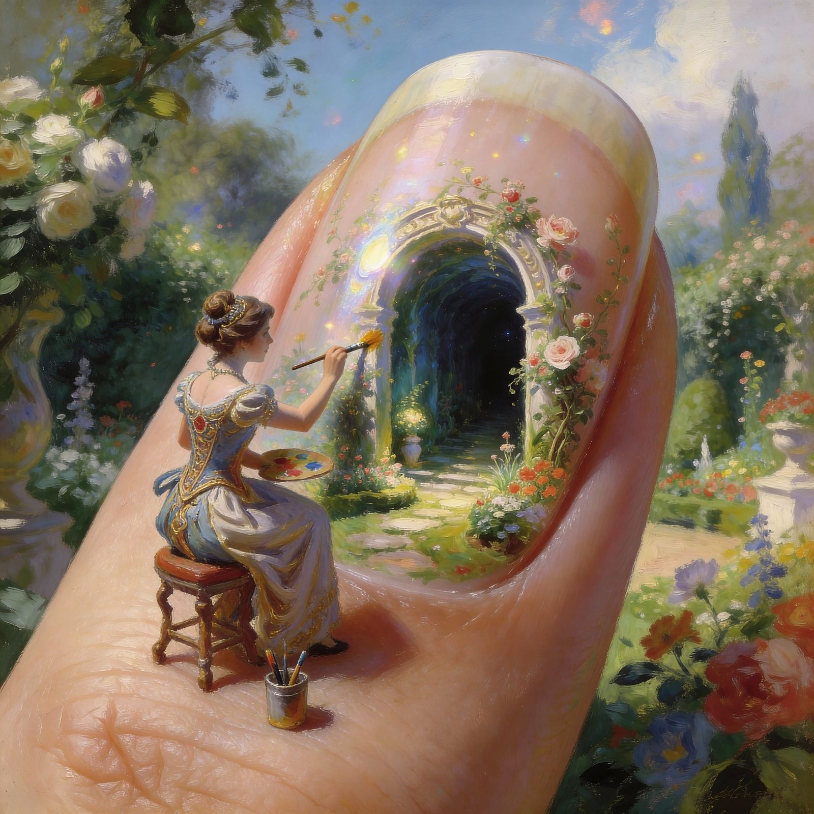 Woman Paints Directly Onto Fingernail