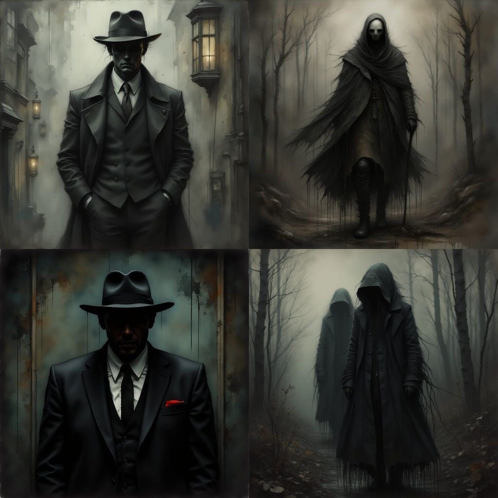 Ink Poet Style: Man with Obscured Face