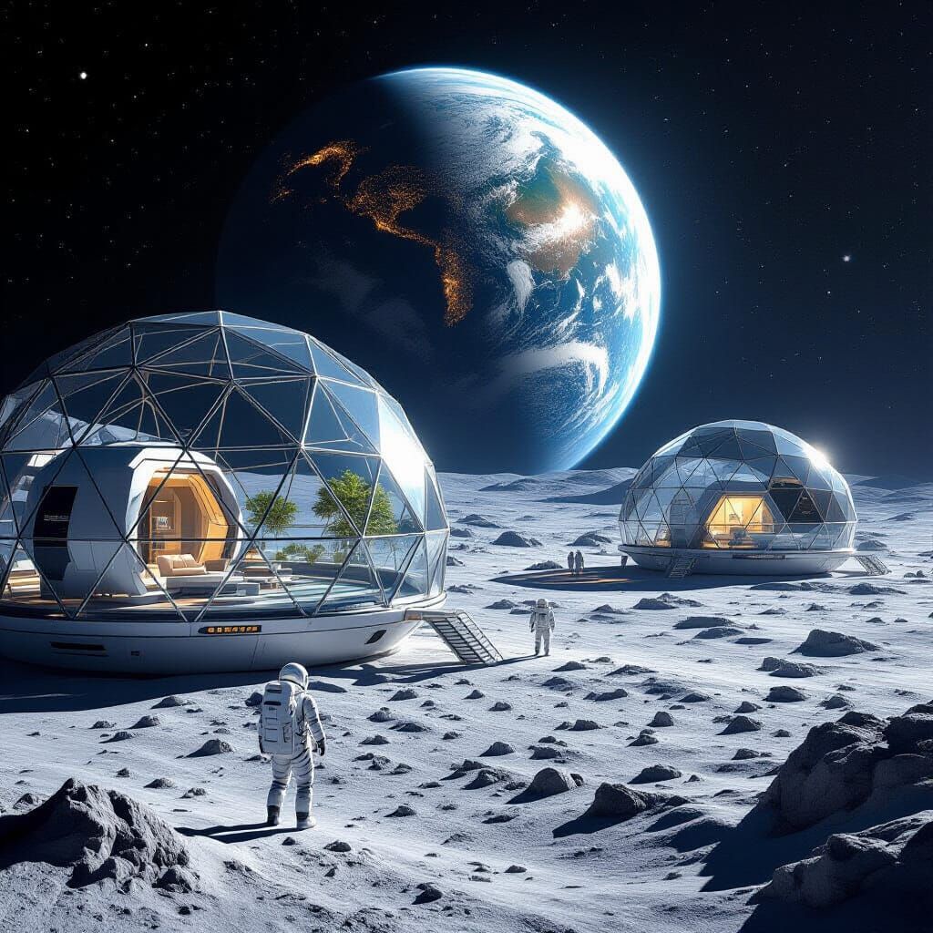 Lush Moon Domes with Earth View
