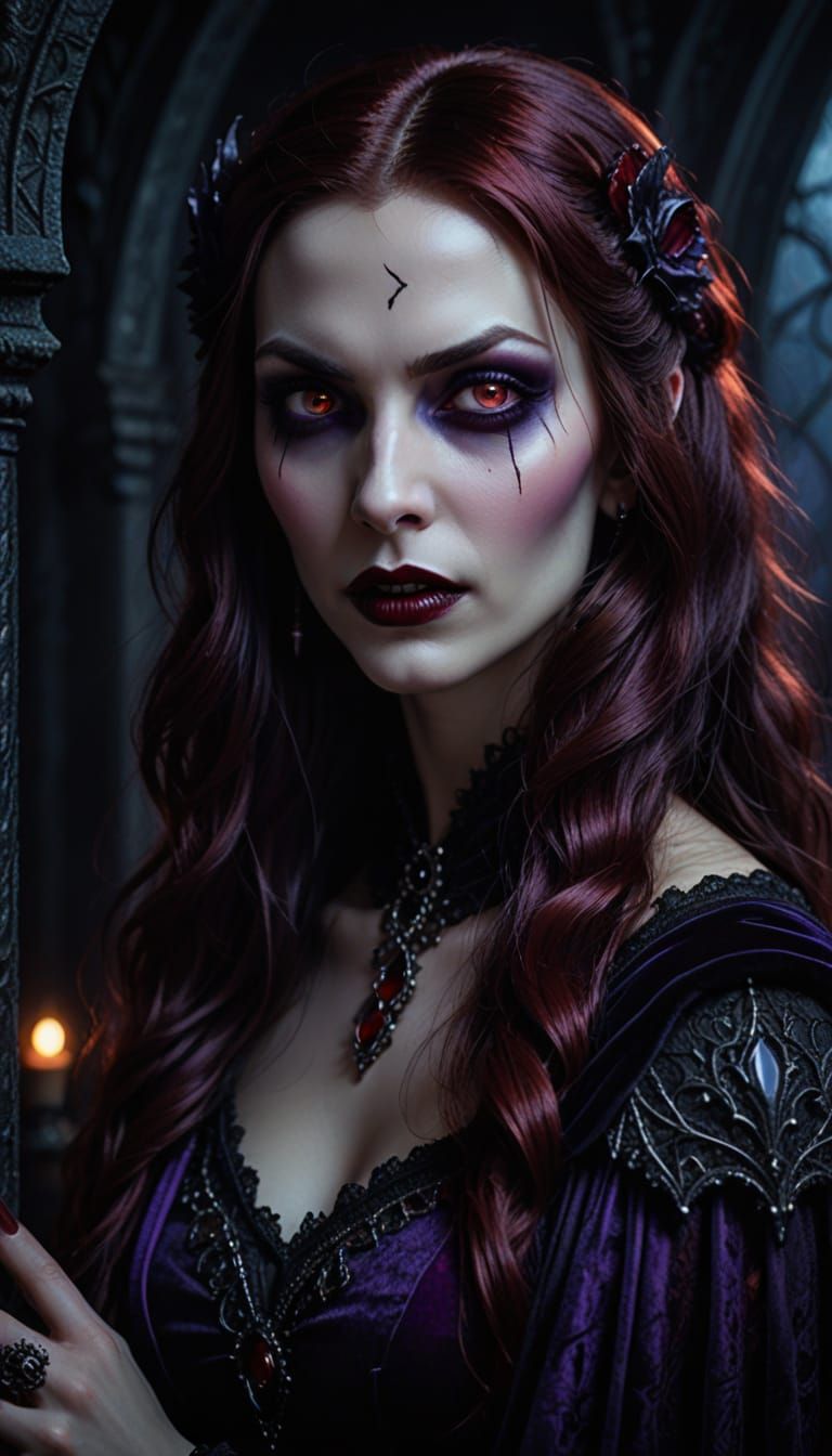 Vampire Goddess in Gothic Dark Romanticism Style