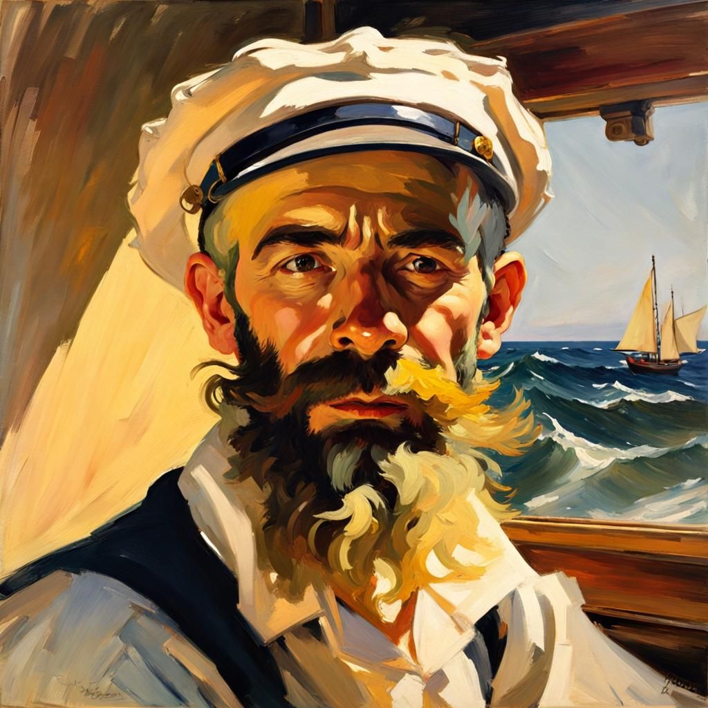 Weathered Sailor Portrait in Impressionistic Style