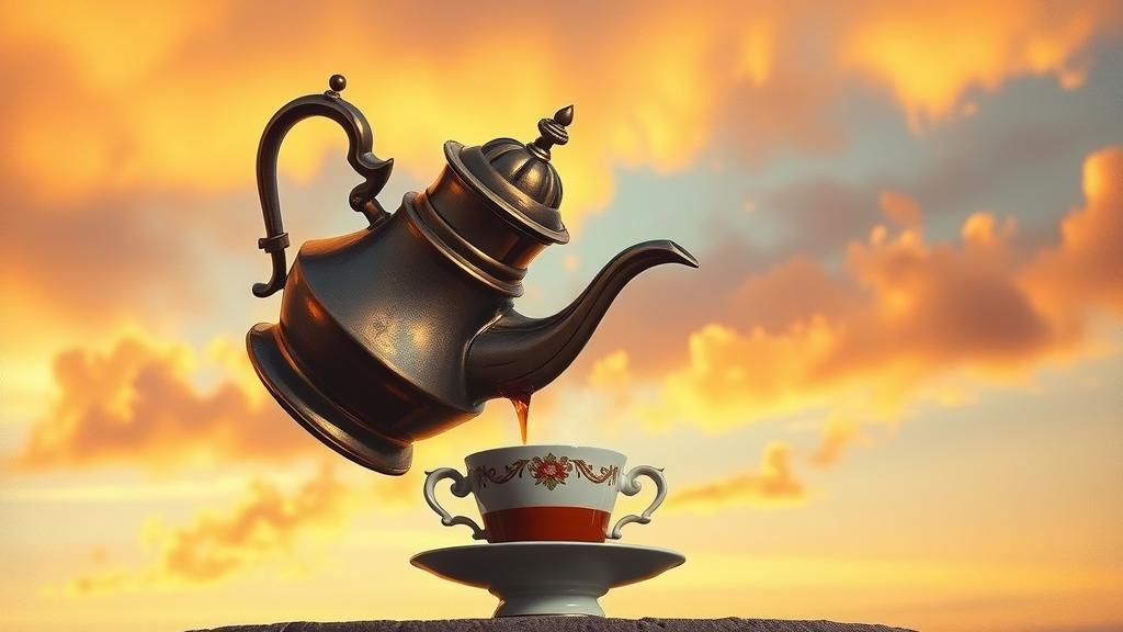 Coffee Pot Still Life in Sky, Old Masters Style