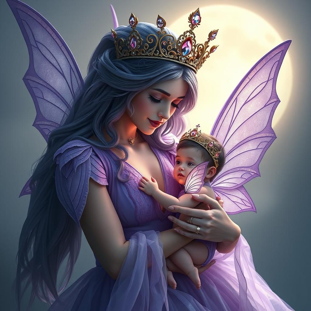 Moonlit Fairy Mother and Child Portrait