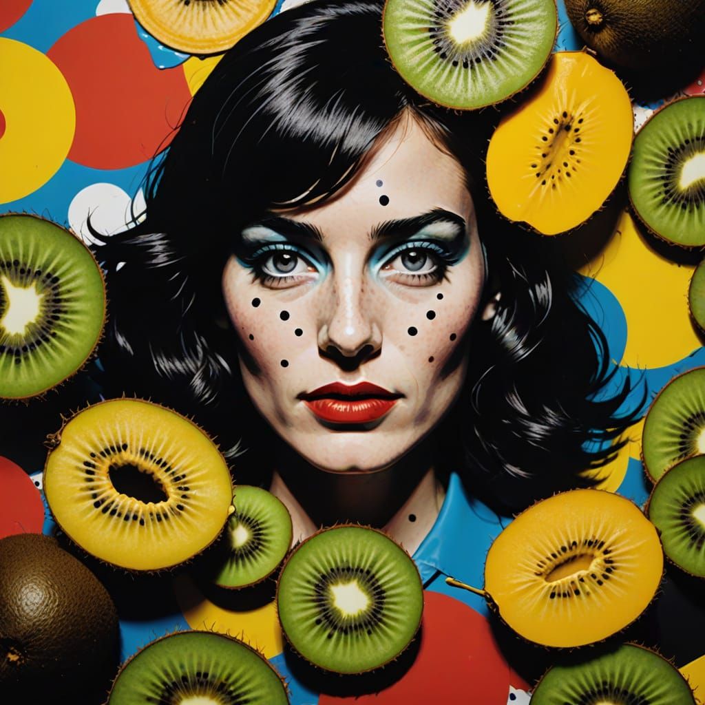 Vibrant Pop Art Portrait of a Kiwi in Bold, Oversized Cardbo...