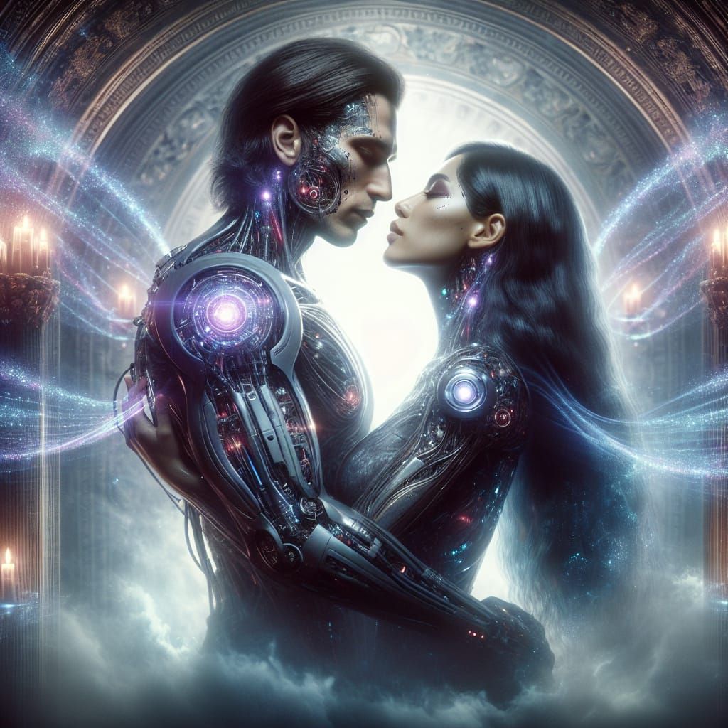 Futuristic Romance in Holographic Chamber: Fantasycore Artwo...